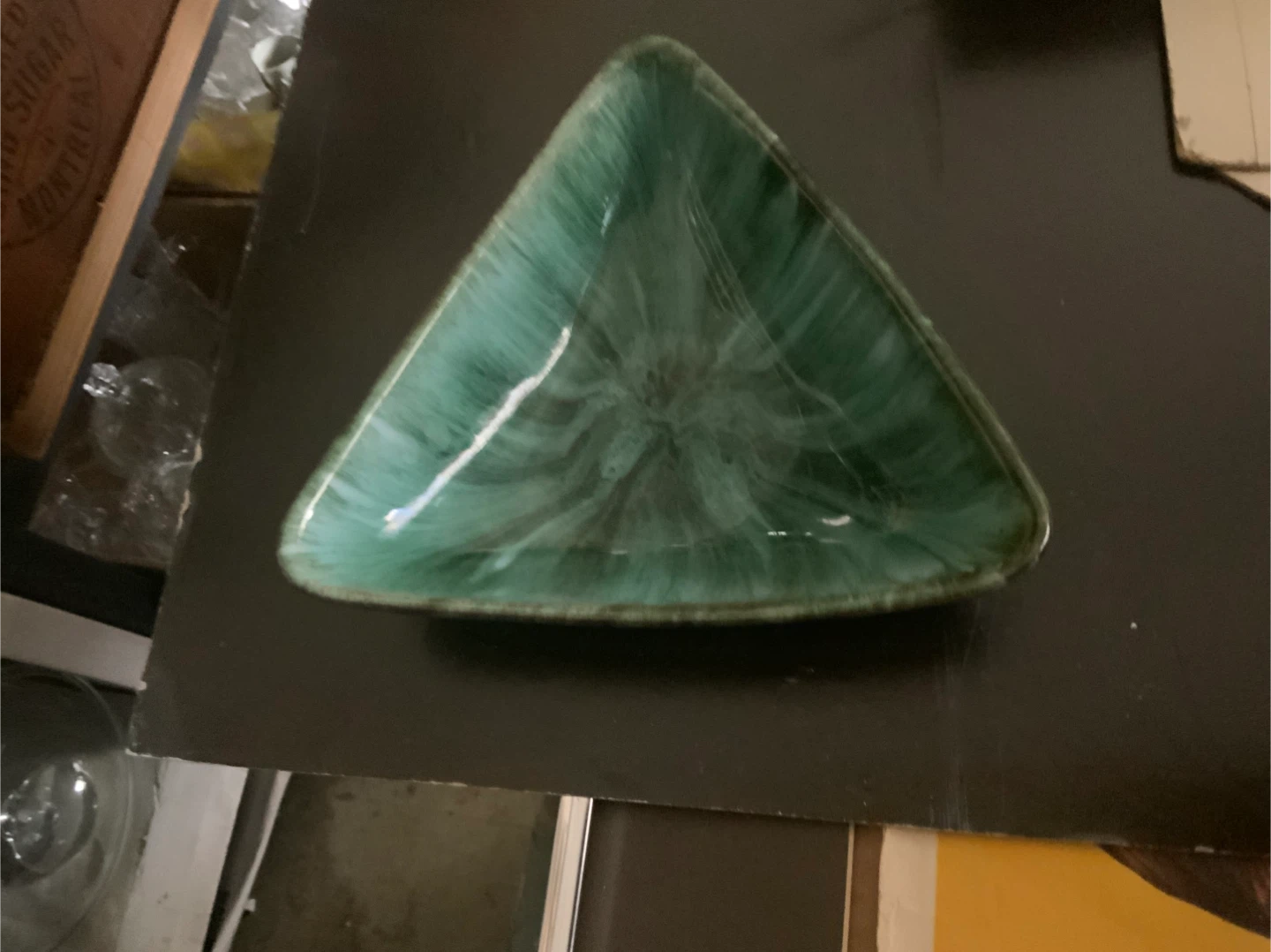 Teal Triangle Ceramic Dish