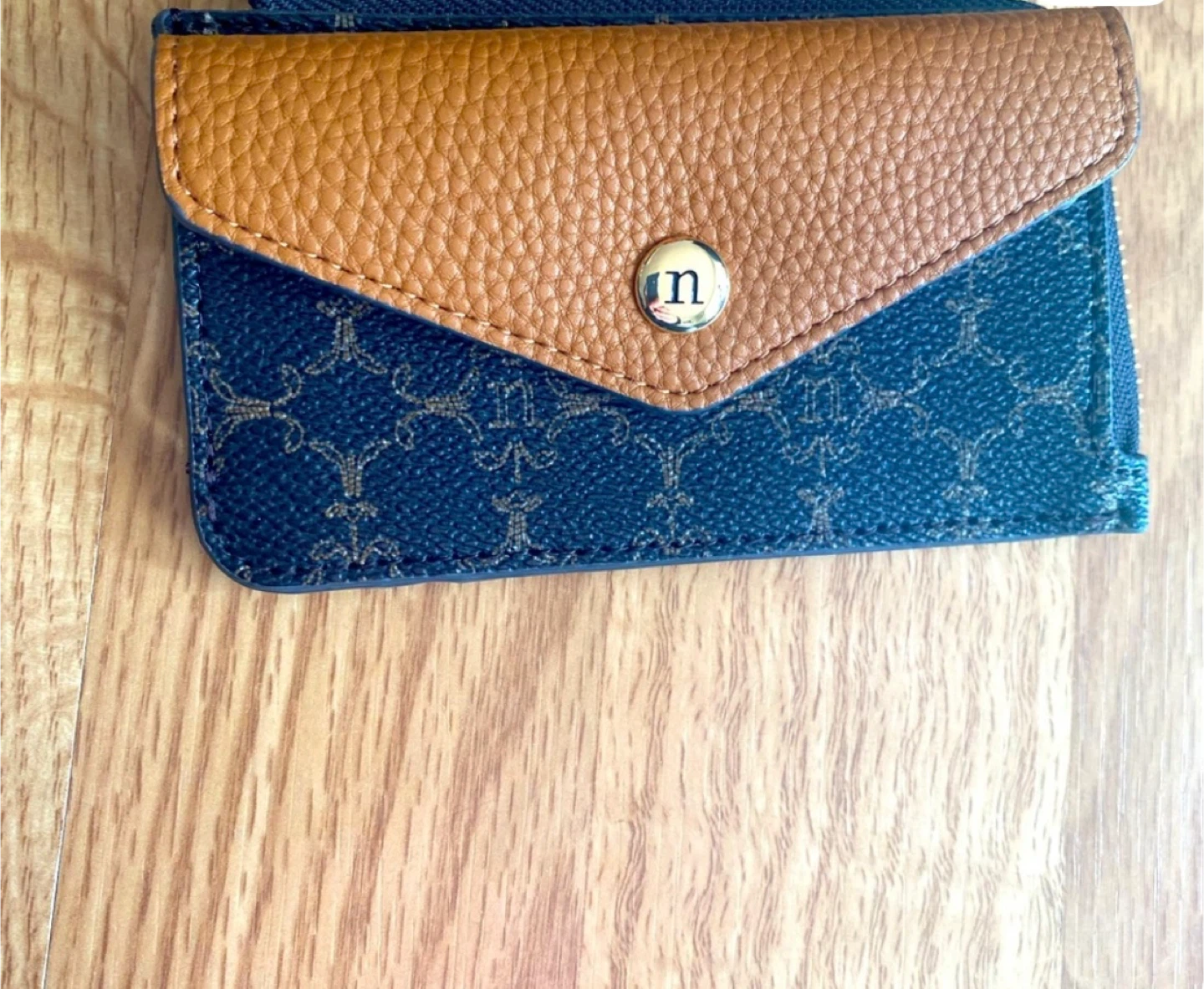 Brown and Tan monogrammed coin/card holder