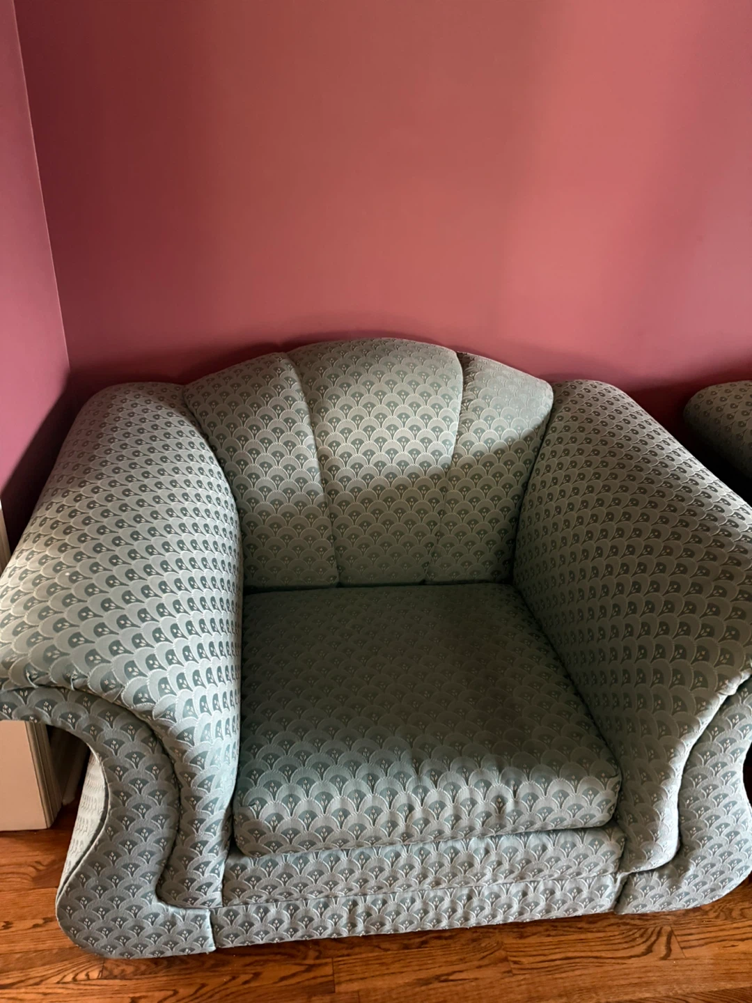Light green patterned sofa, love seat & armchair set - photo 5