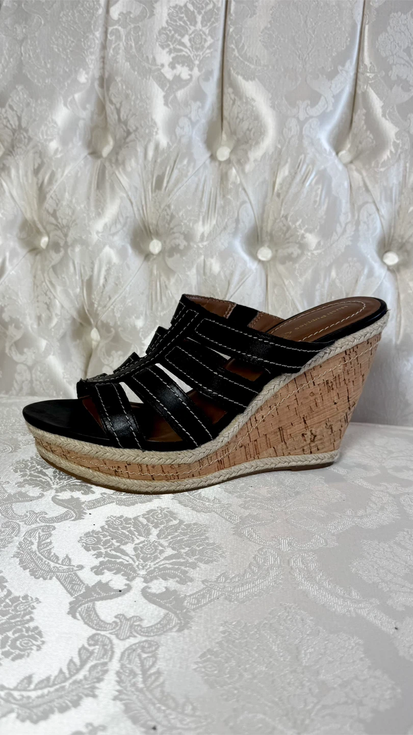 Hush Puppies Black Wedge Sandals Size 7.5