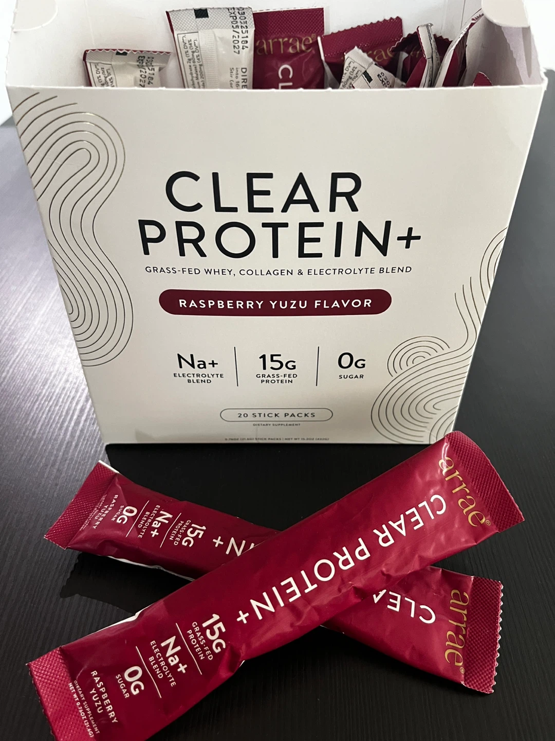 Arrae Clear Protein+ Raspberry Yuzu Flavor Stick Packs (15ct)