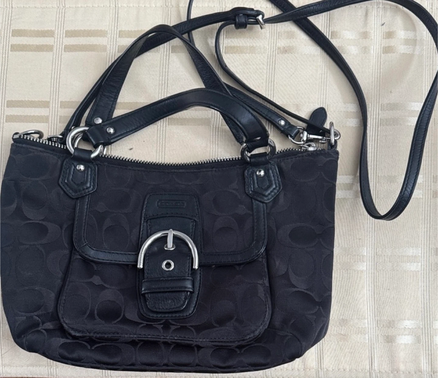 Coach Black Signature Canvas Shoulder Bag