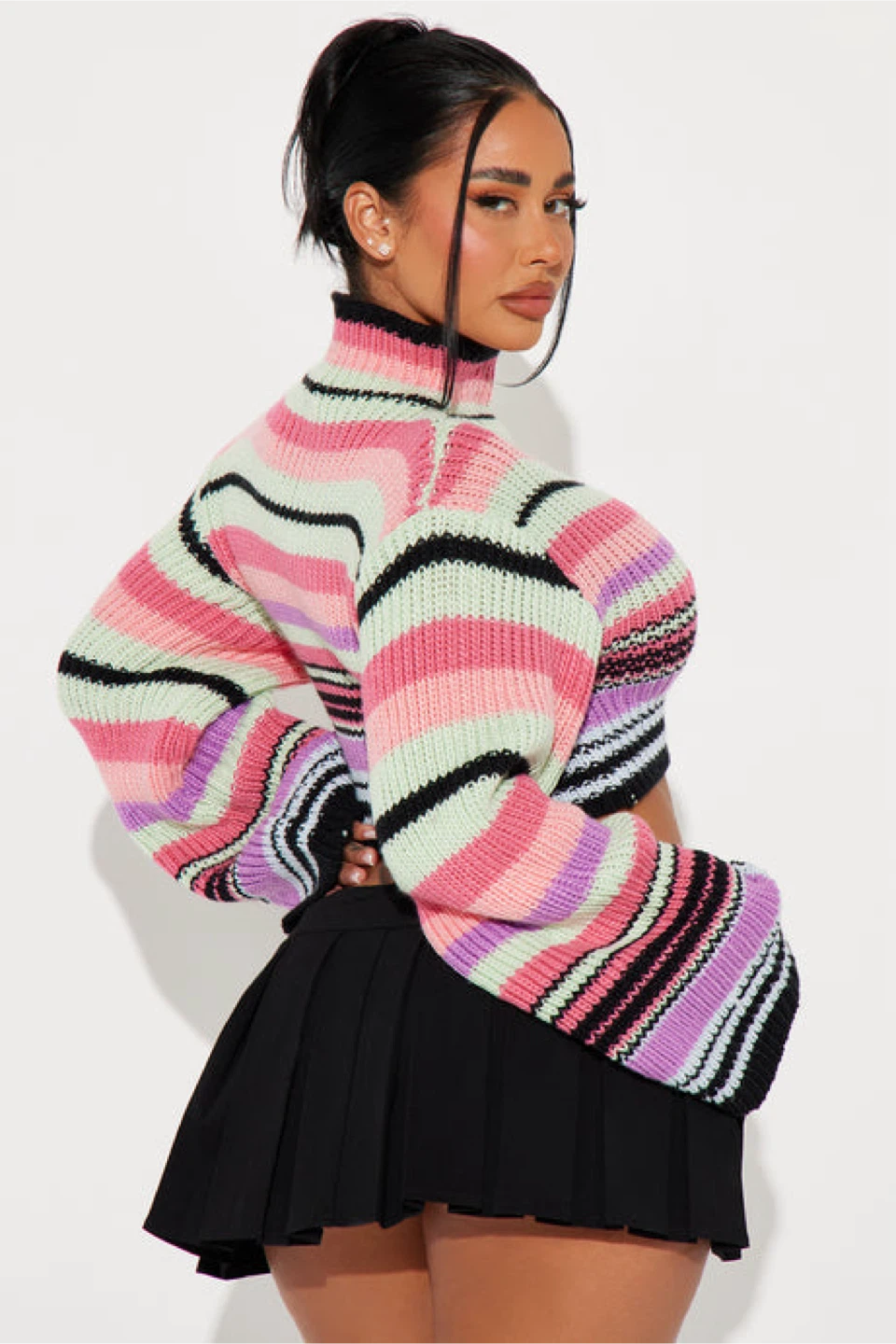 Fashion Nova Striped Cropped Sweater - Size 2X - photo 2