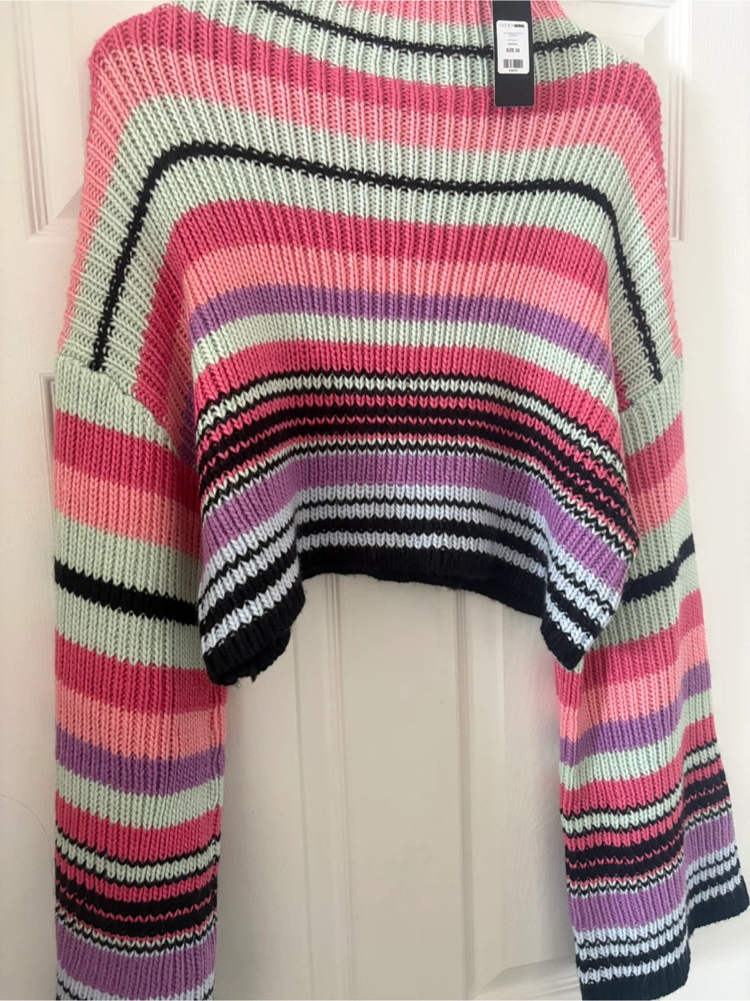Fashion Nova Striped Cropped Sweater - Size 2X - photo 3