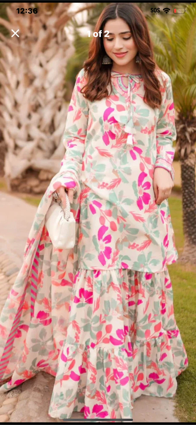 Women's Floral Print Lawn Dress with Dupatta