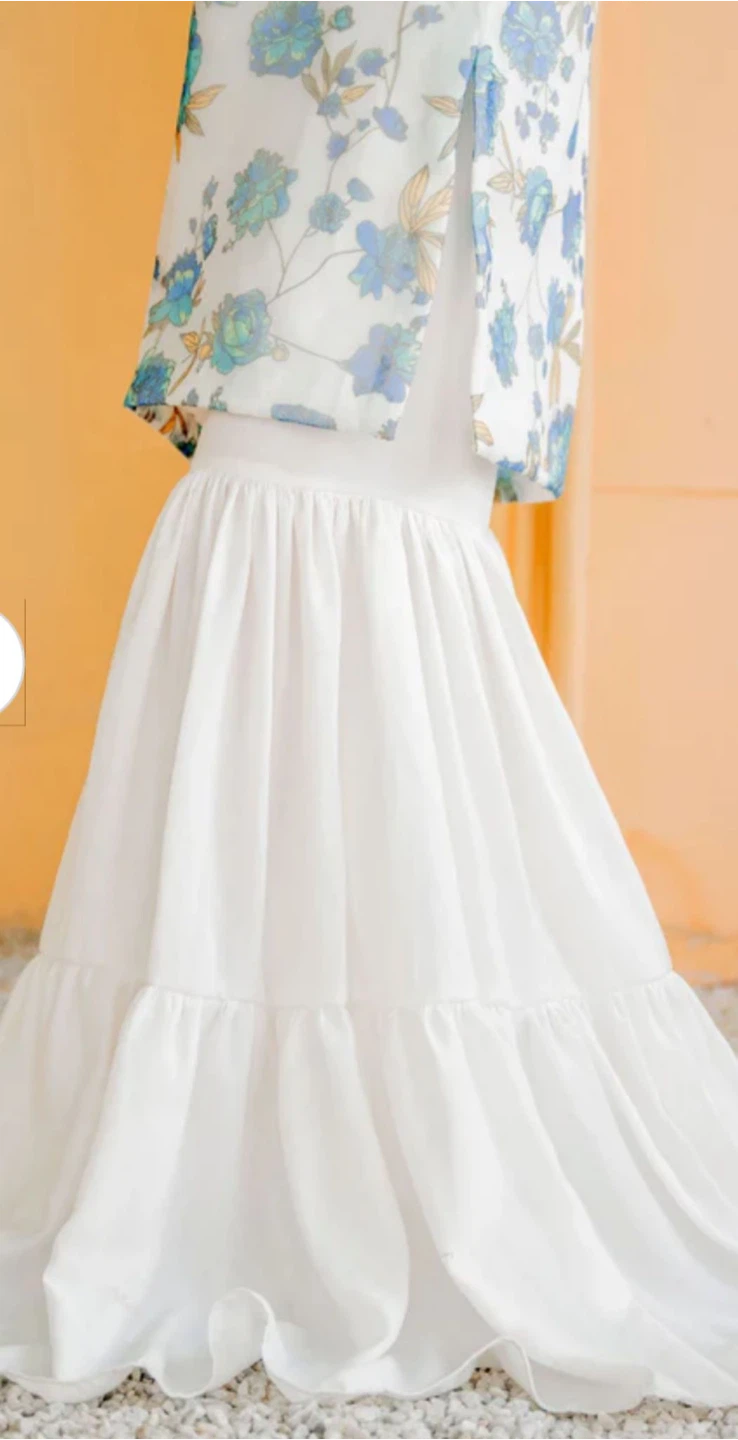 White Sharara Suit with Floral Print - photo 2