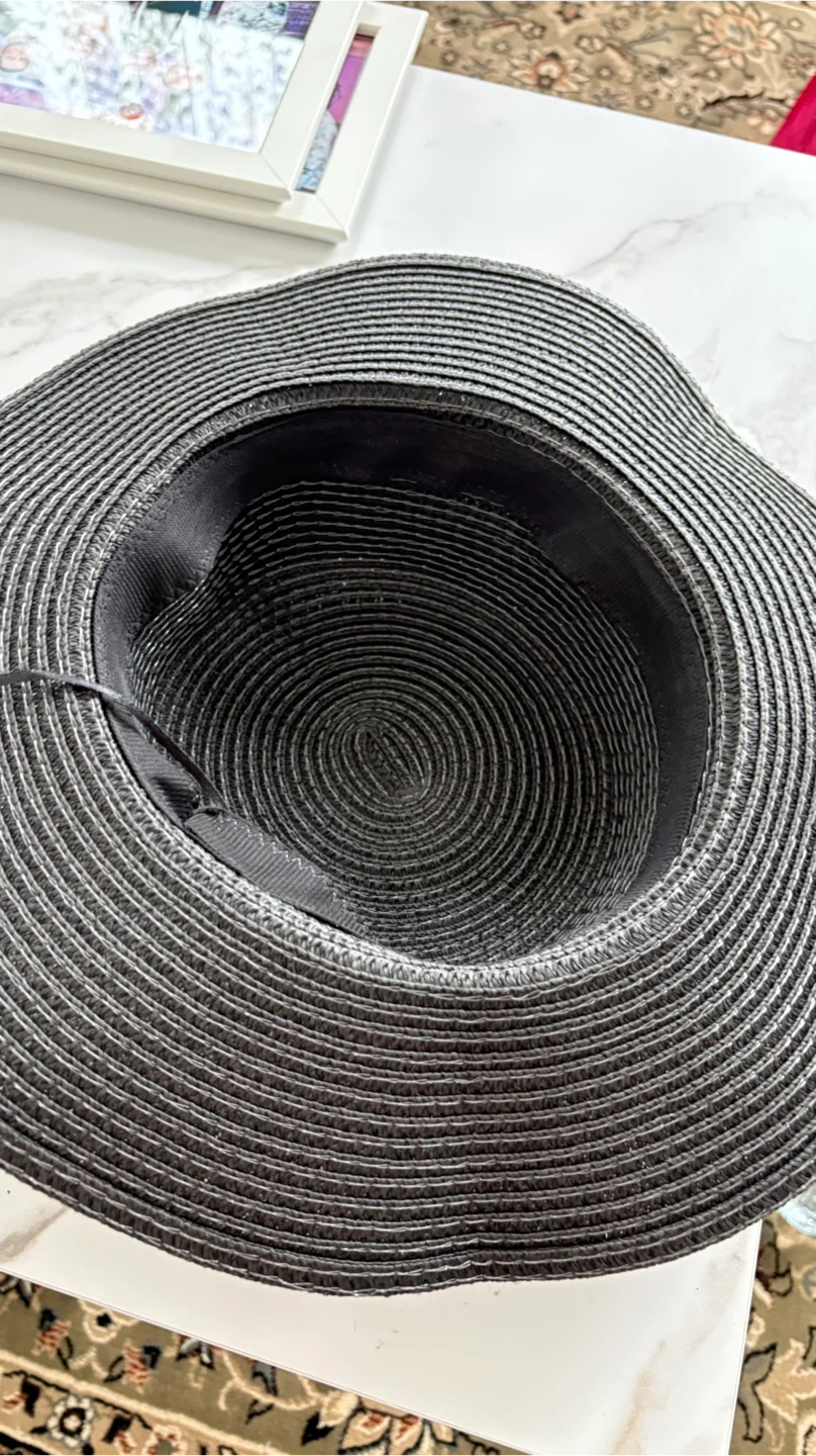 Black wide-brimmed straw hat - photo 3