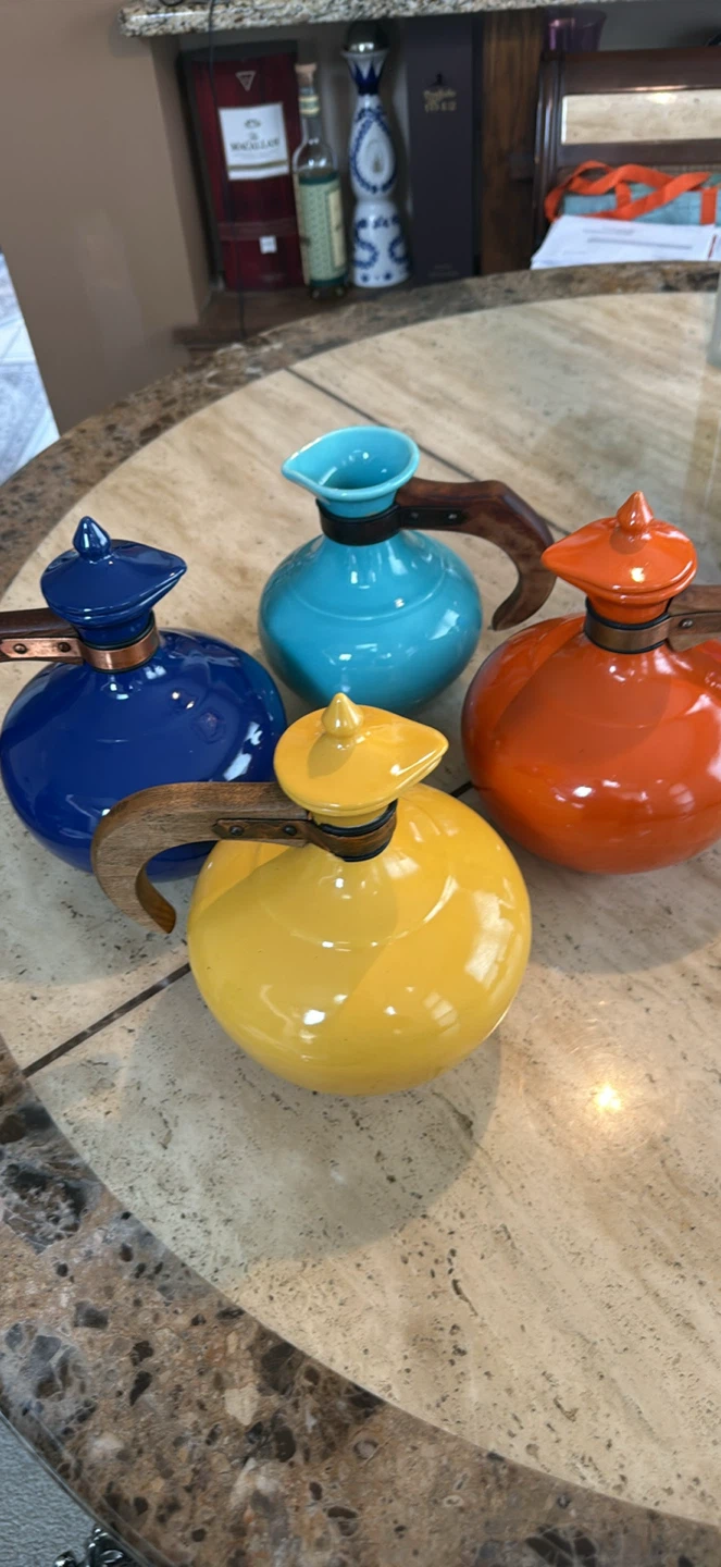 Bauer Ceramic Pitchers with Wooden Handles - Set of 4