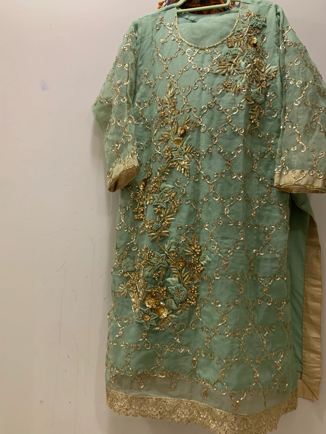 Embroidered Mint Green Kurti