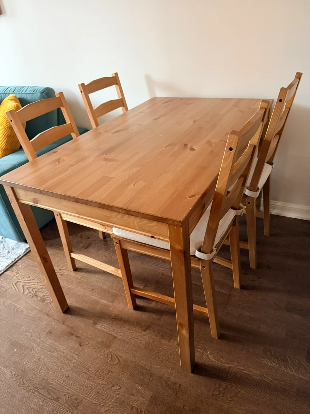 Wooden Dining Table with 4 Chairs and Cushions - photo 3
