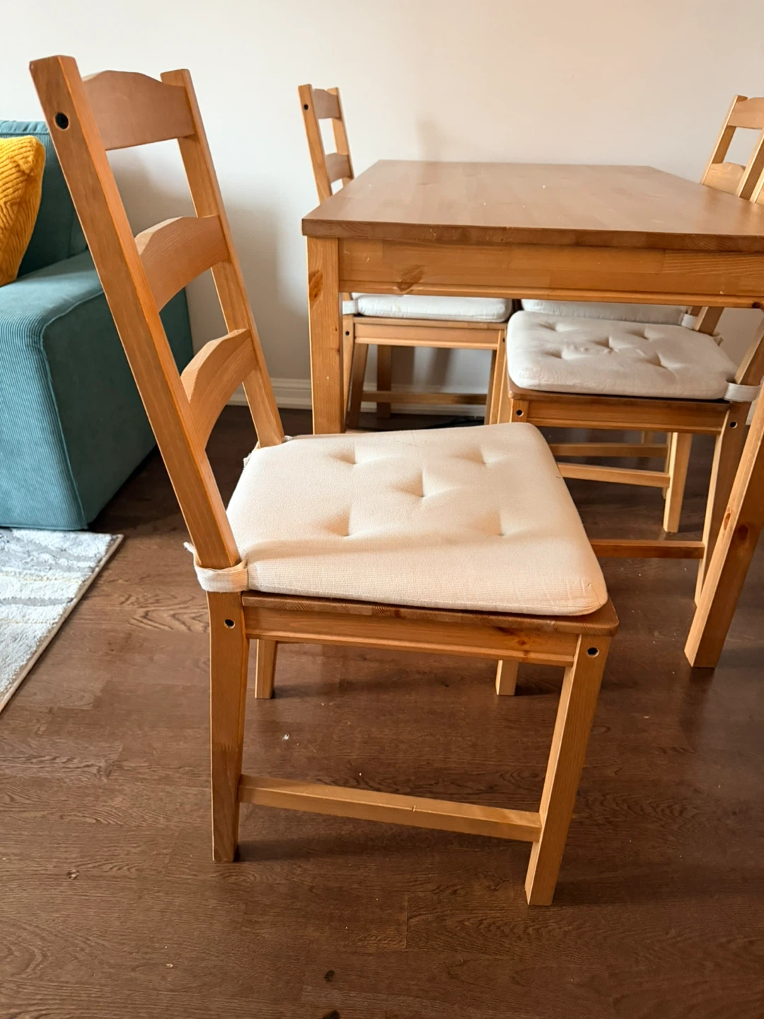 Wooden Dining Table with 4 Chairs and Cushions - photo 5