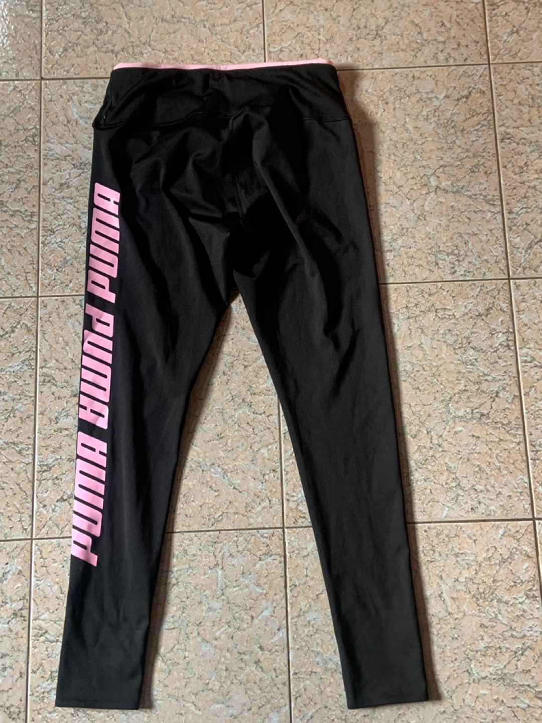 Puma Black Leggings with Pink Logo - photo 2