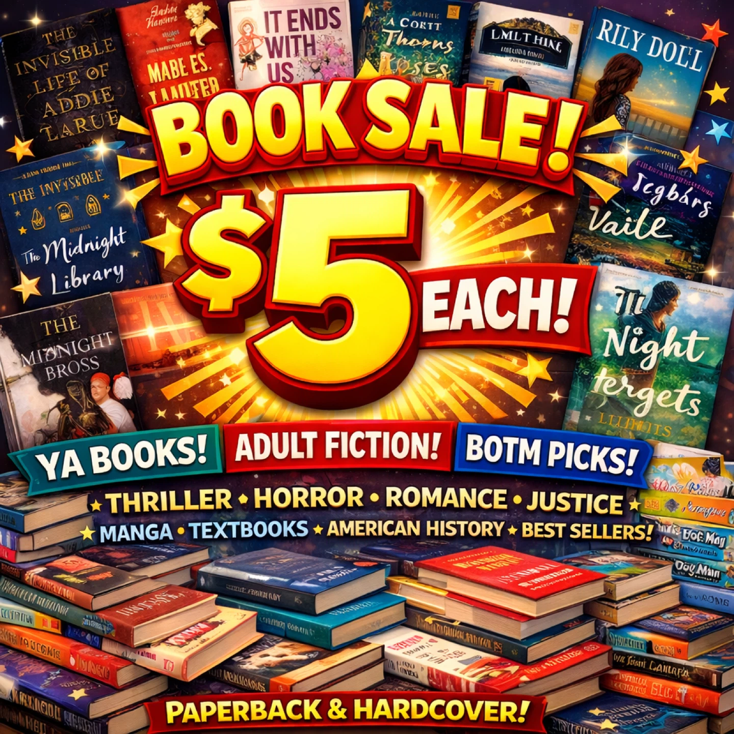 Stack of Assorted Books For Sale