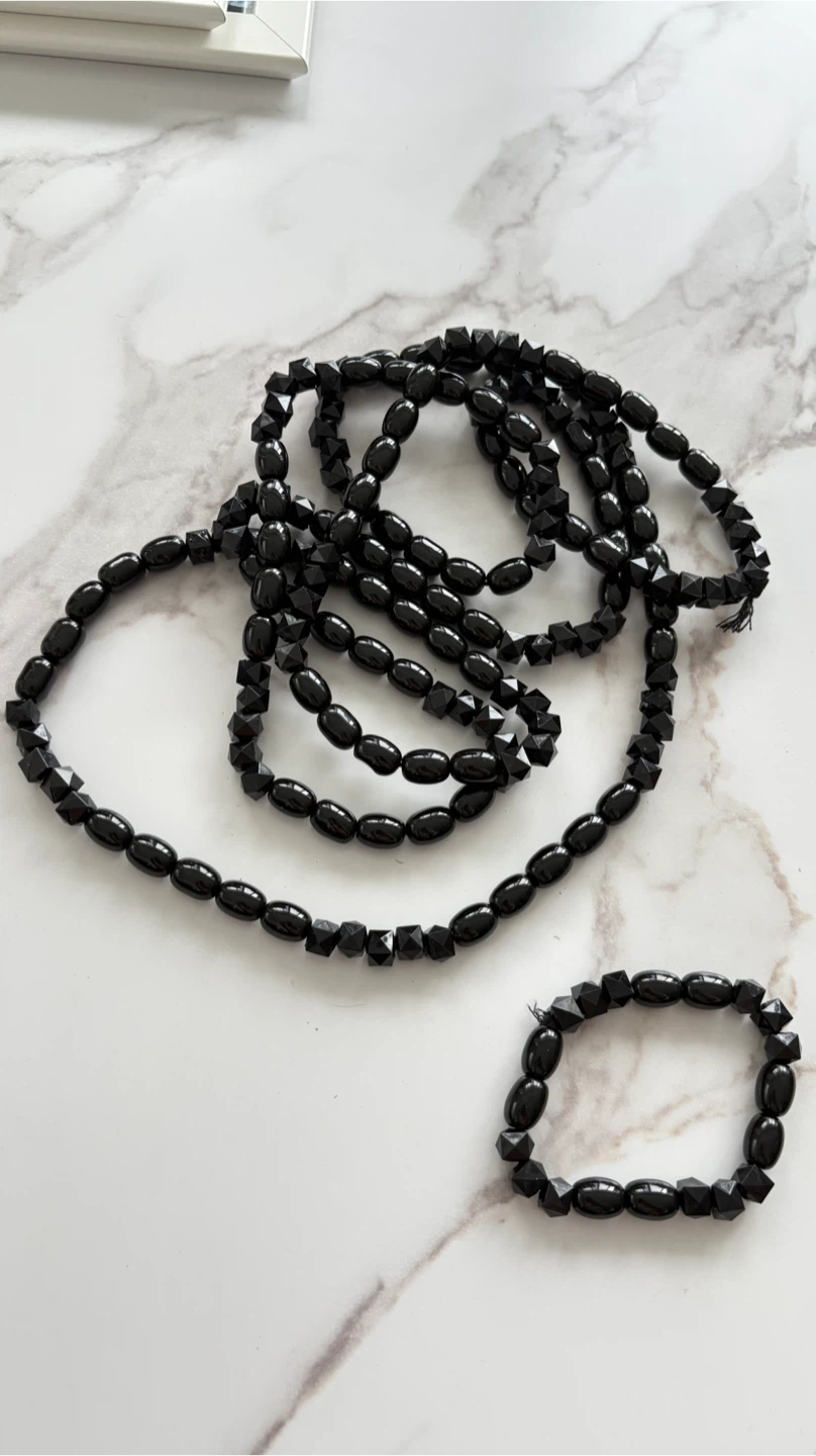 Black Beaded Necklace and Bracelet Set - photo 5