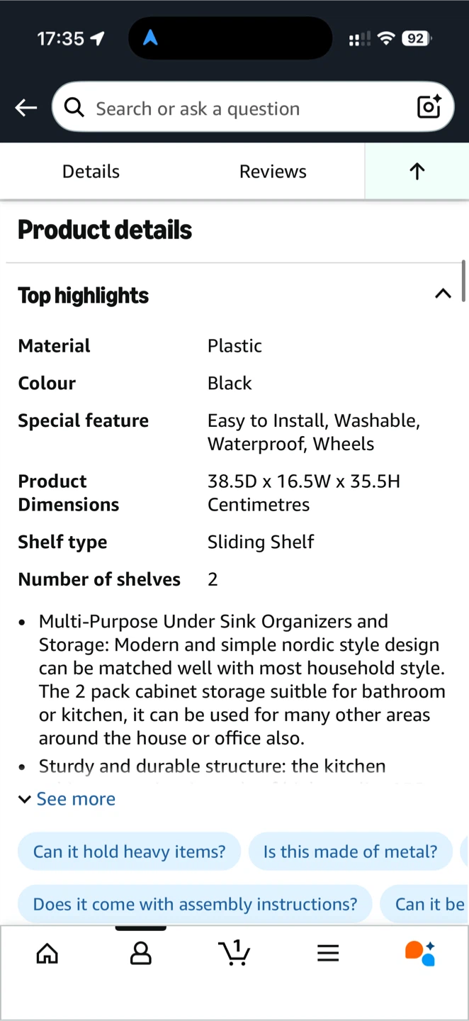Cicilyna 2 Tier Under Sink Organizer, white - 2 Pack - photo 4