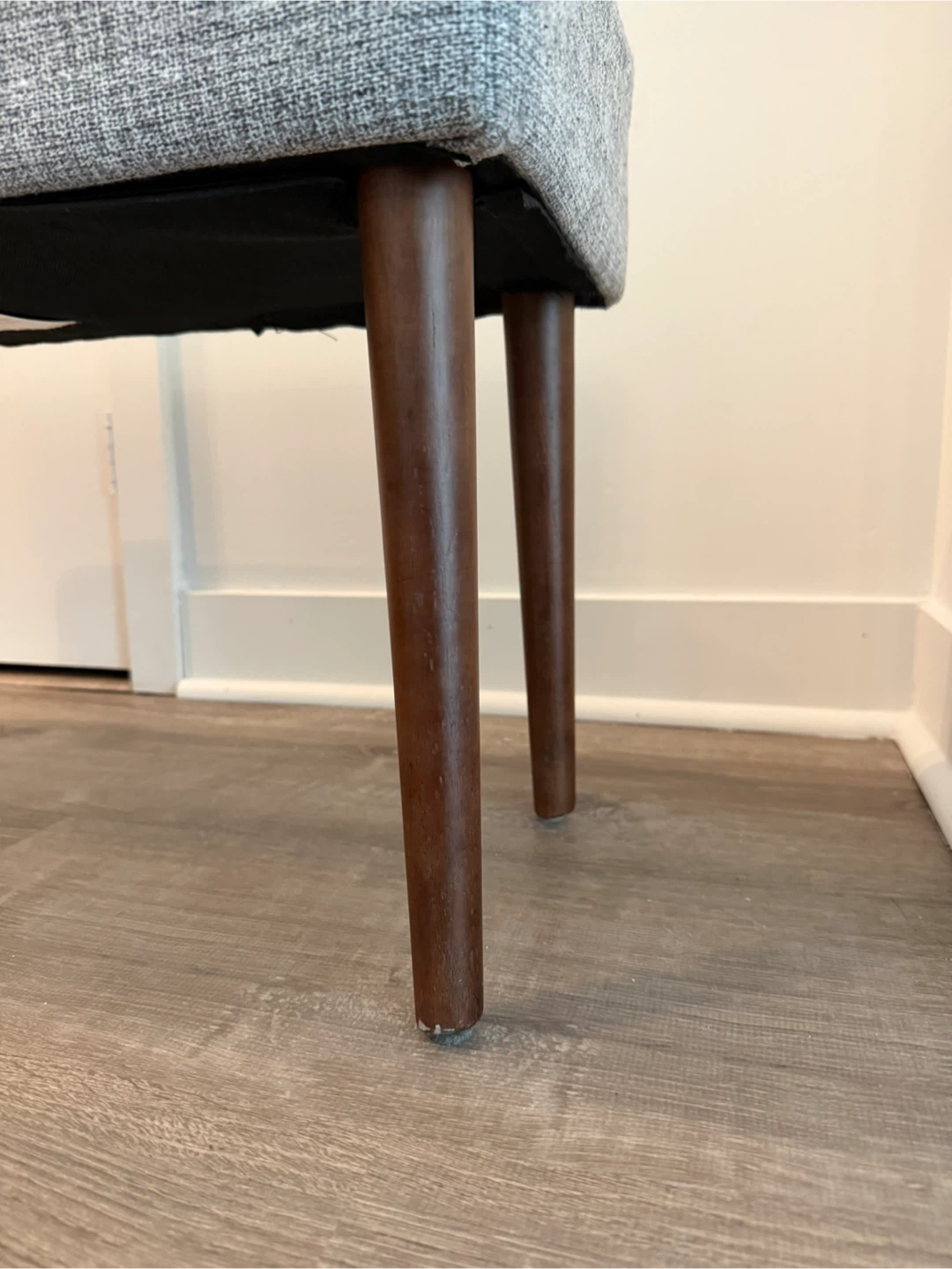 Grey Upholstered Bench with Wooden Legs - photo 2