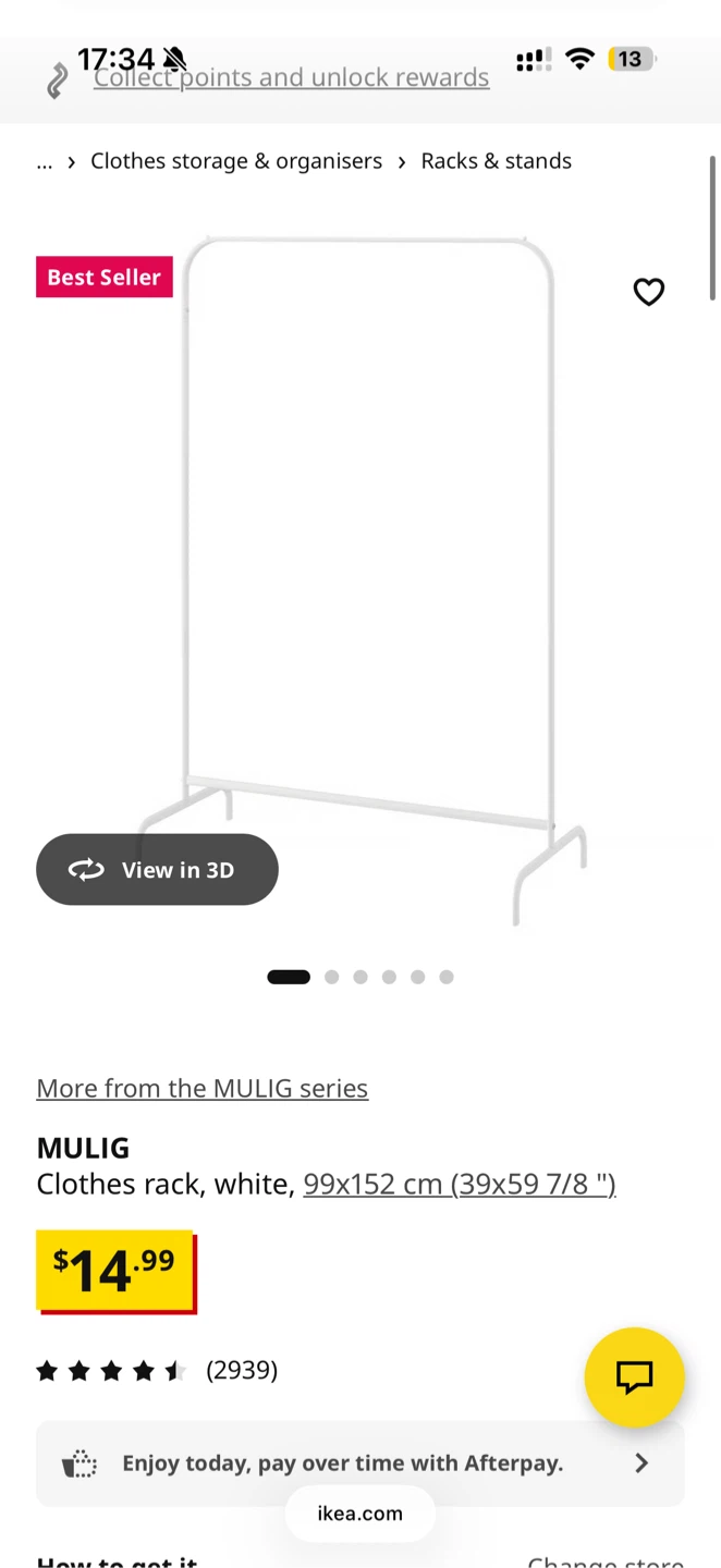 IKEA MULIG Clothes Rack White 99x152 cm