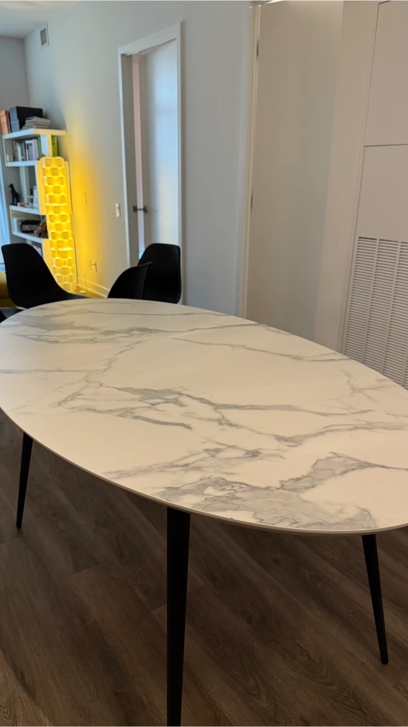 MOVING SALE!! Oval Marble Look Dining Table - photo 2
