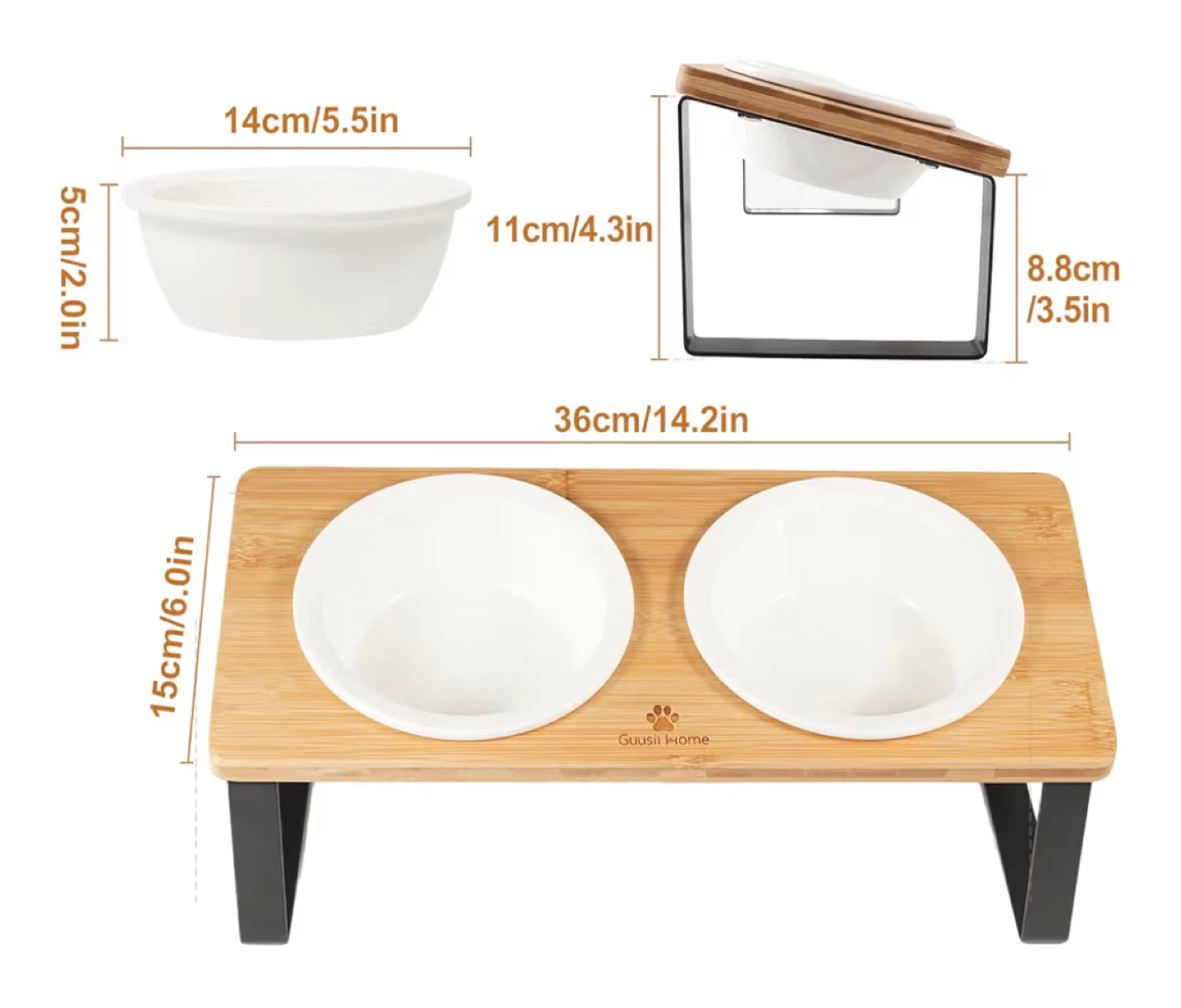 Elevated Ceramic Pet Bowls with Bamboo Stand - photo 3