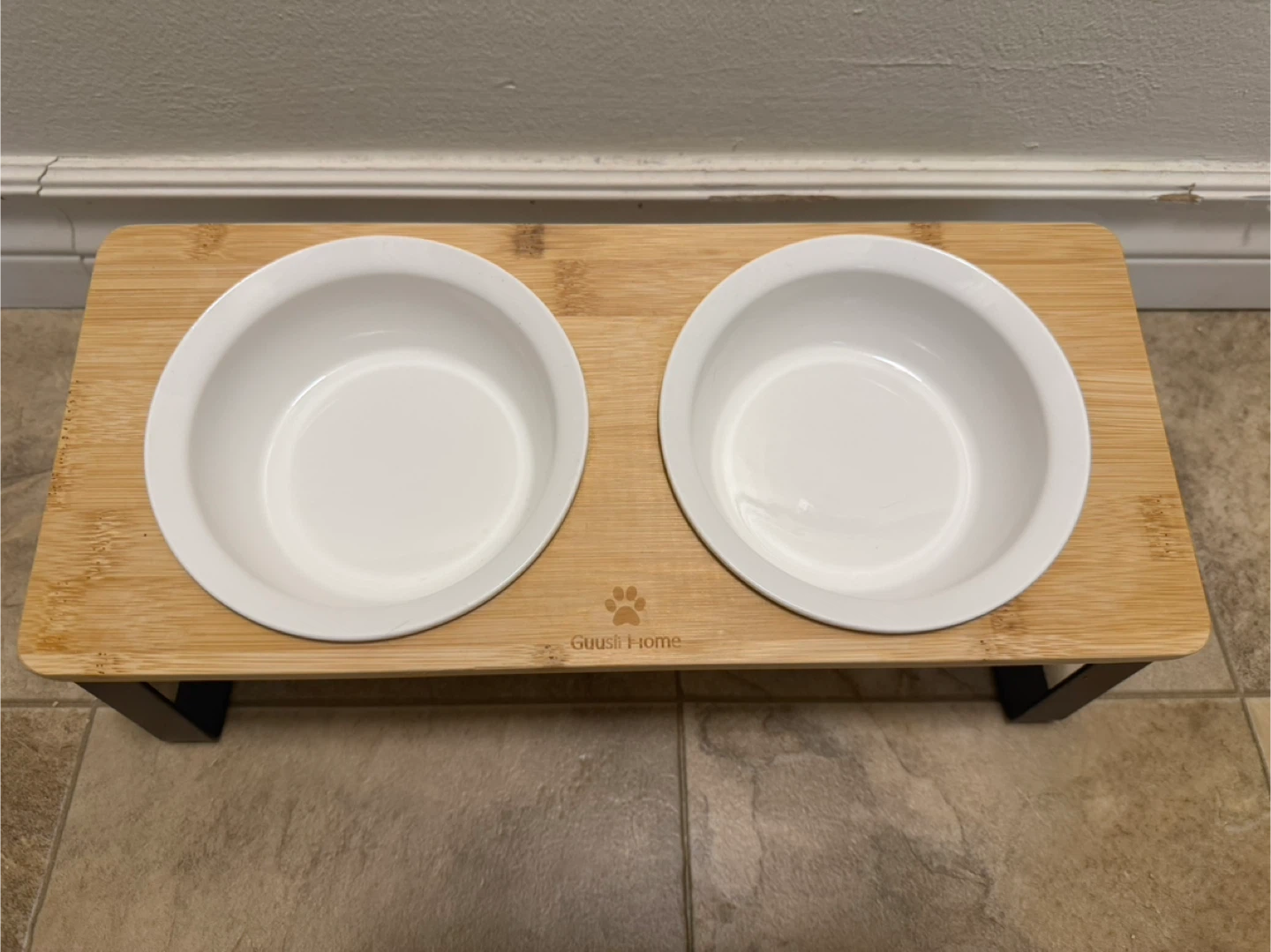 Elevated Ceramic Pet Bowls with Bamboo Stand - photo 2