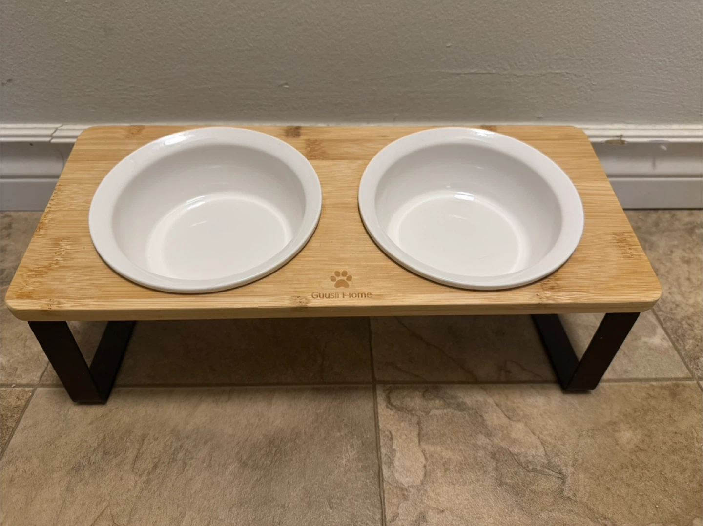 Elevated Ceramic Pet Bowls with Bamboo Stand