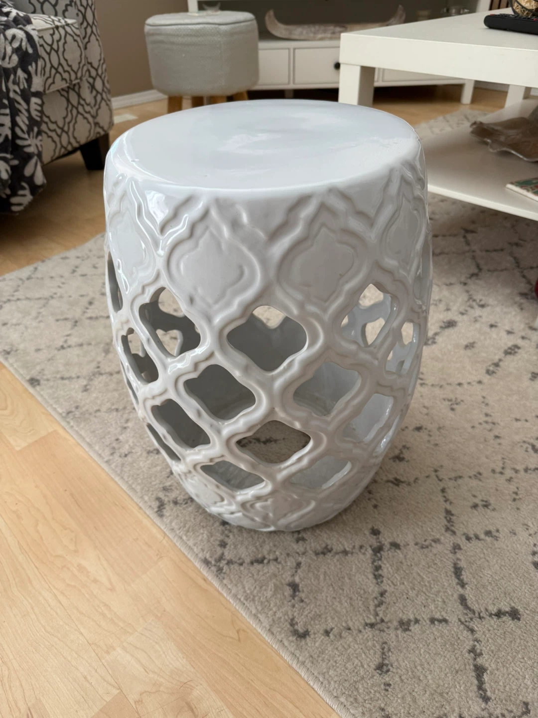 White Ceramic Garden Stool