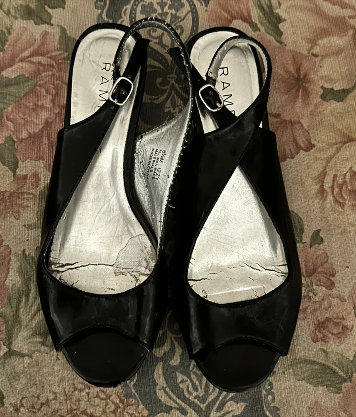 Rampage Black Slingback Heels - Size 6.5