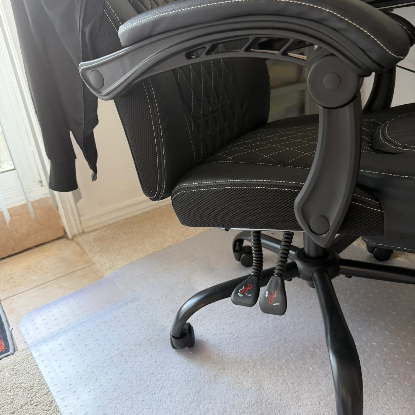 Black Ergonomic Office Chair with White Stitching