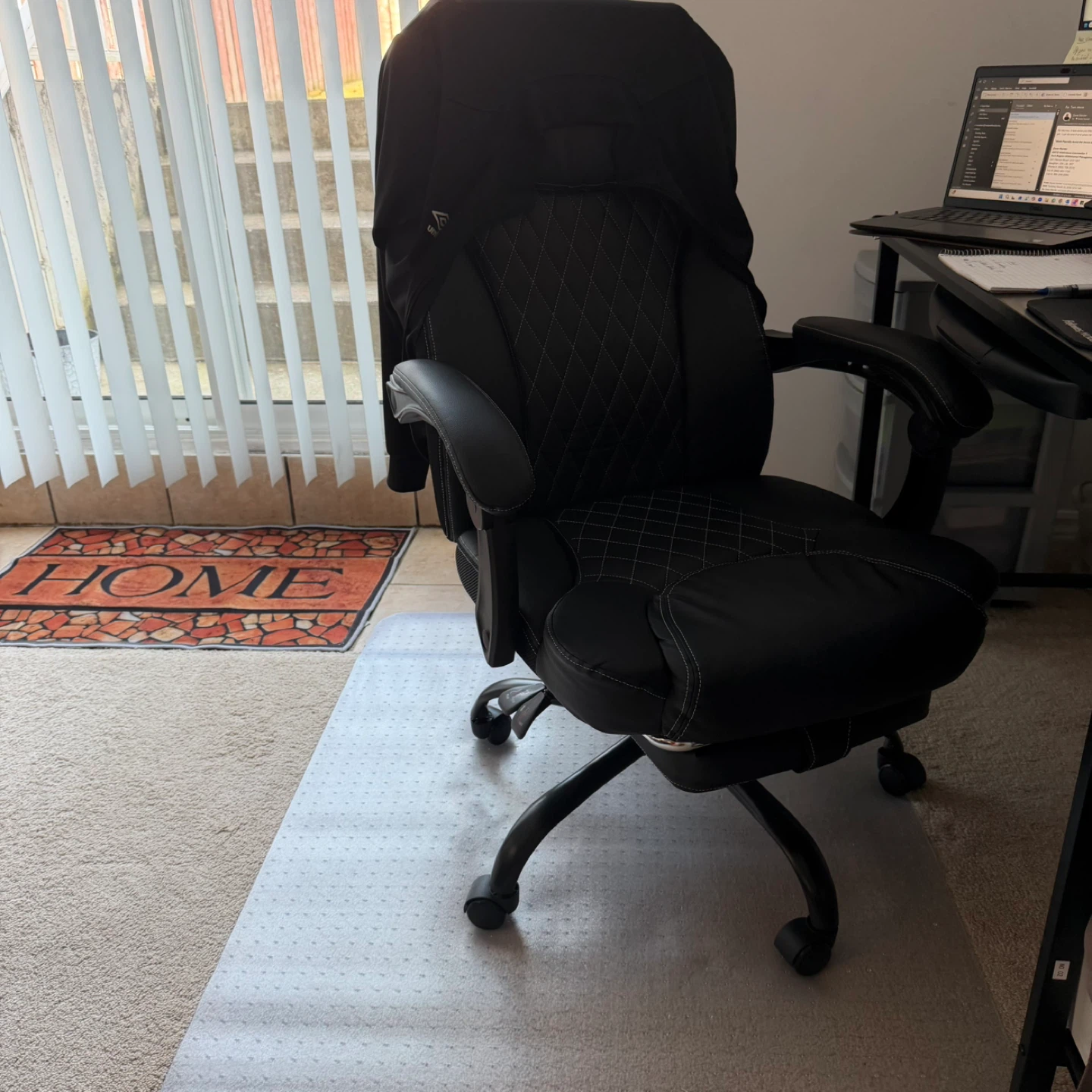 Black Ergonomic Office Chair with White Stitching - photo 2