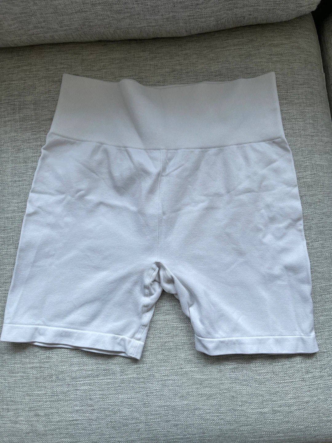 White High-Waisted Biker Shorts
