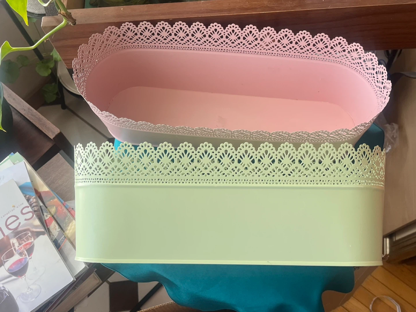 IKEA SKURAR Planters Set of 2 (Pink & Green)