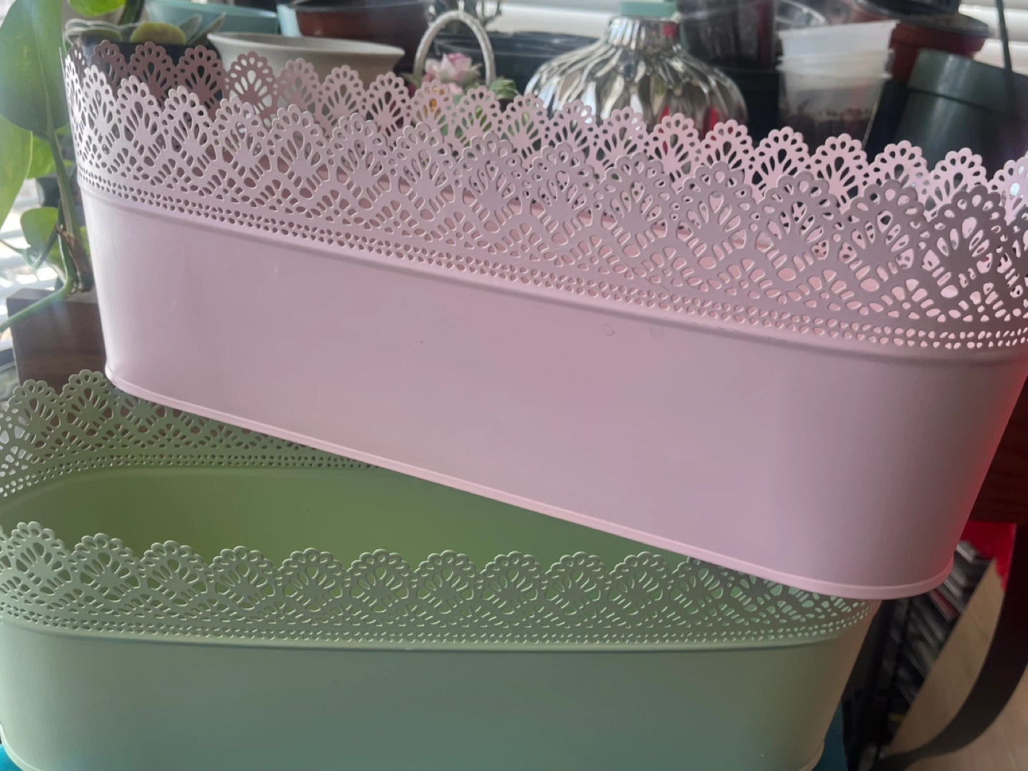 IKEA SKURAR Planters Set of 2 (Pink & Green) - photo 2