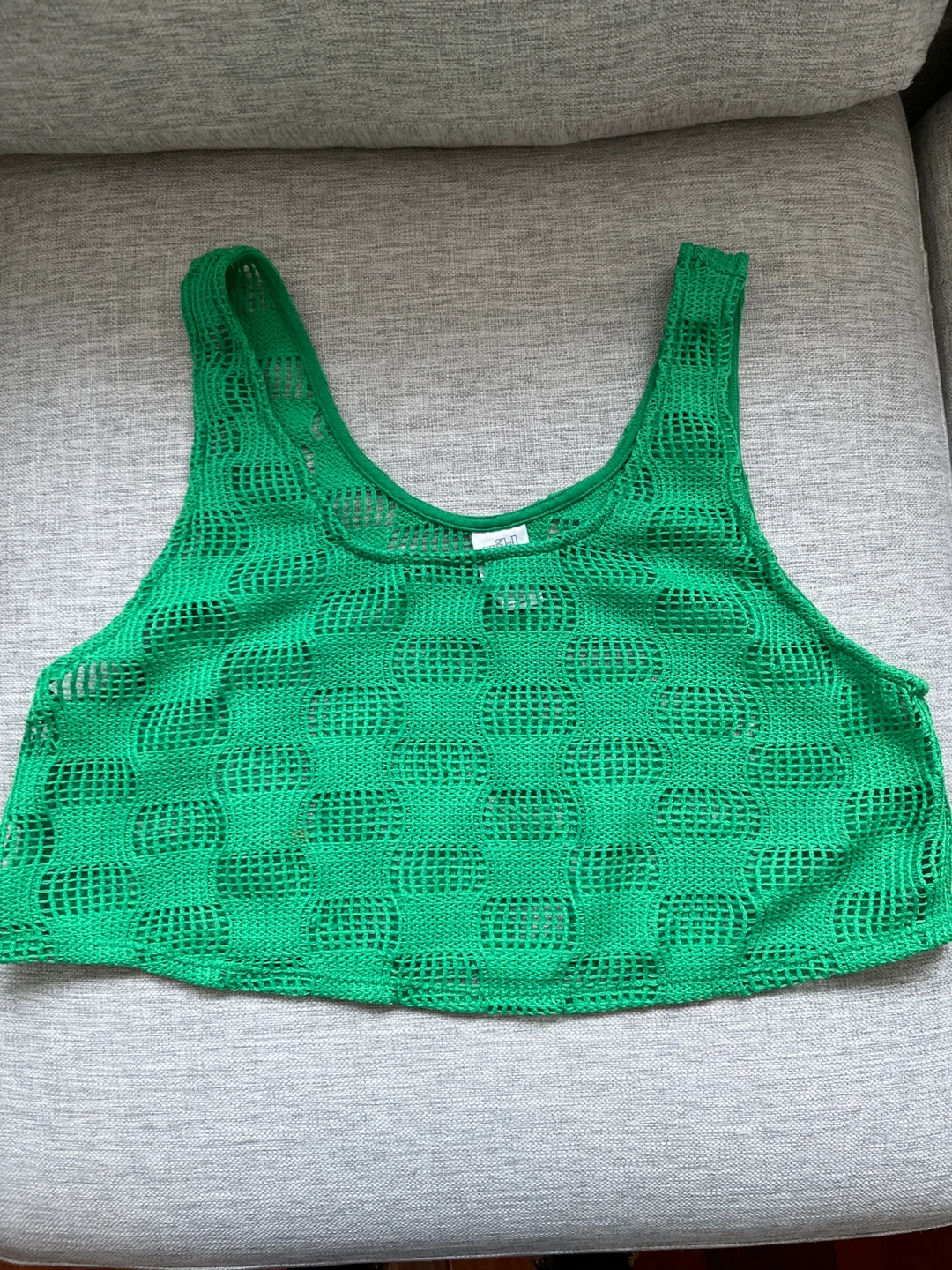 Bright Green Cropped Mesh Tank Top