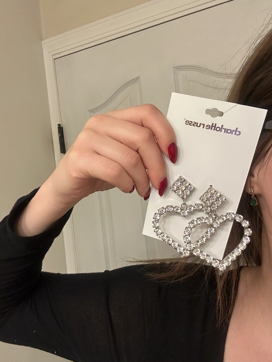 Charlotte Russe Large Heart Dangle Earrings - photo 3