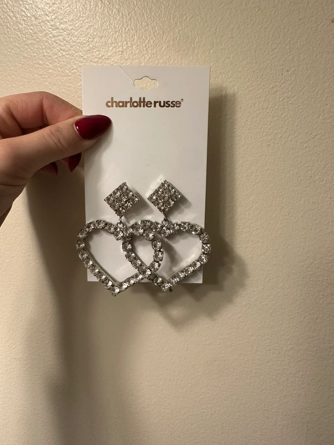 Charlotte Russe Large Heart Dangle Earrings