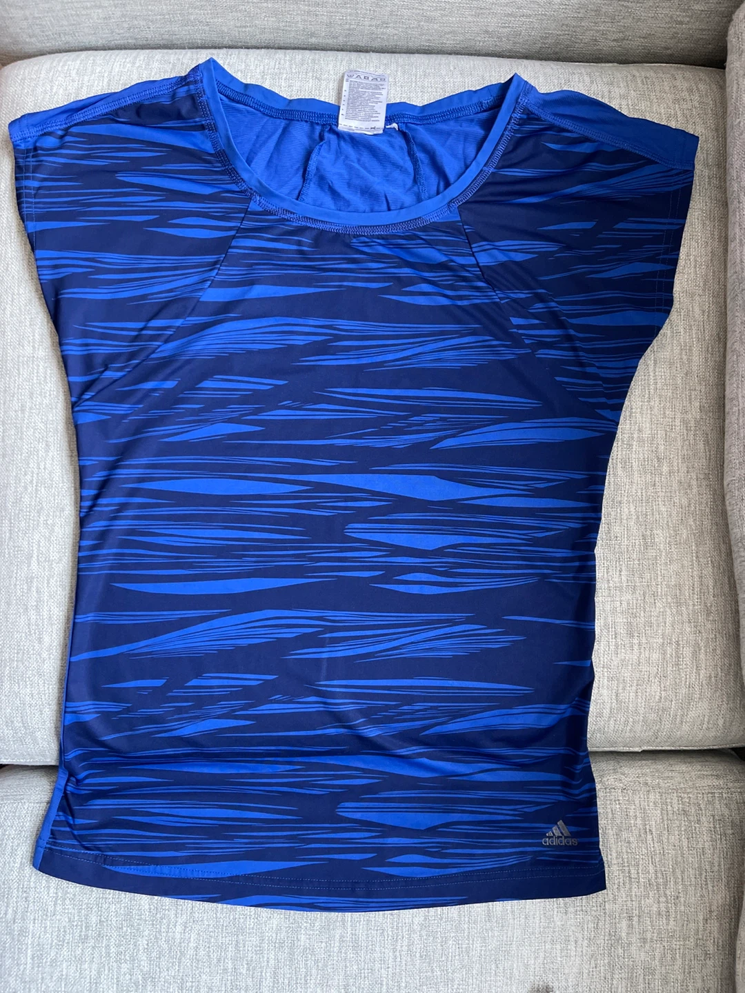 Adidas Blue Striped Athletic T-Shirt