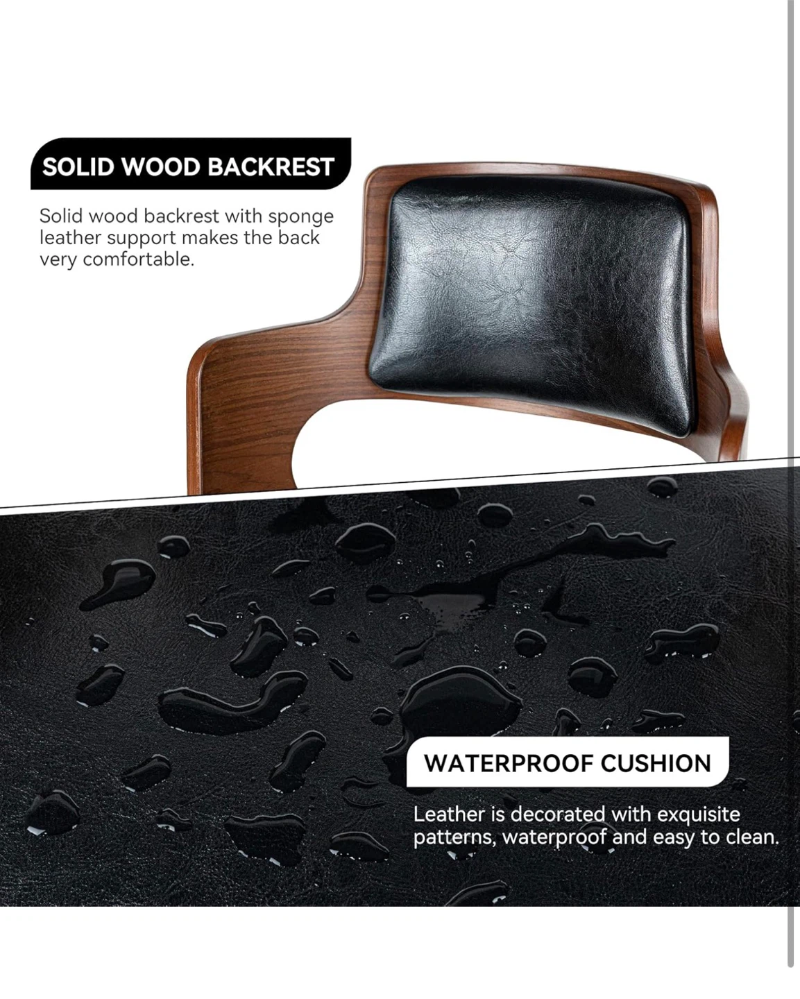 Adjustable Swivel Bar Stool with Wood Backrest - photo 5