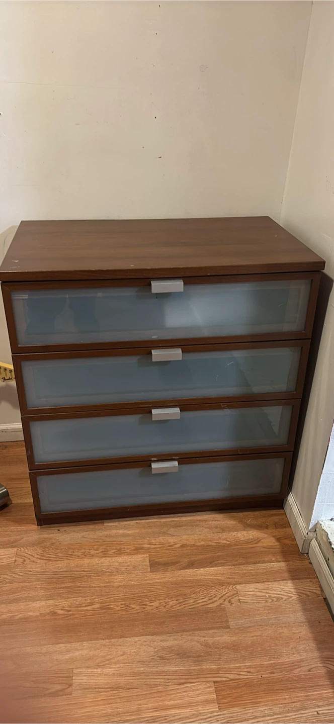 4-Drawer Storage Chest with Frosted Glass Fronts