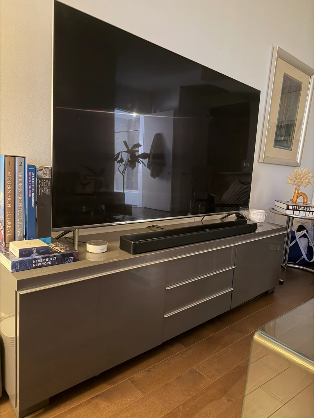 Grey TV Stand with Storage