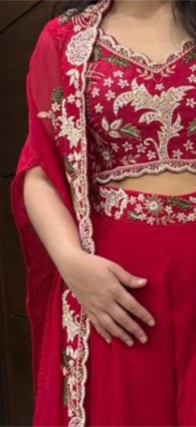 Brand New Embroidered Red Shanara Set with Jacket - photo 2