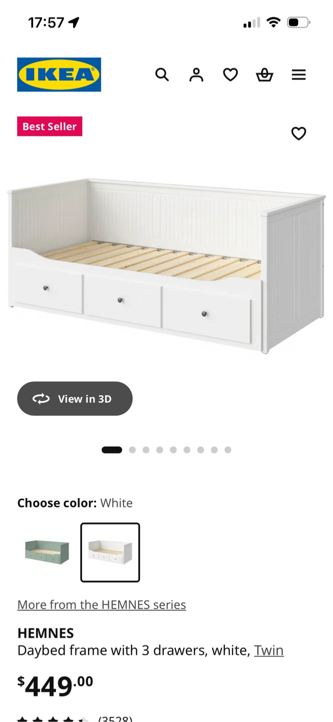 Bed frame with 3 drawers