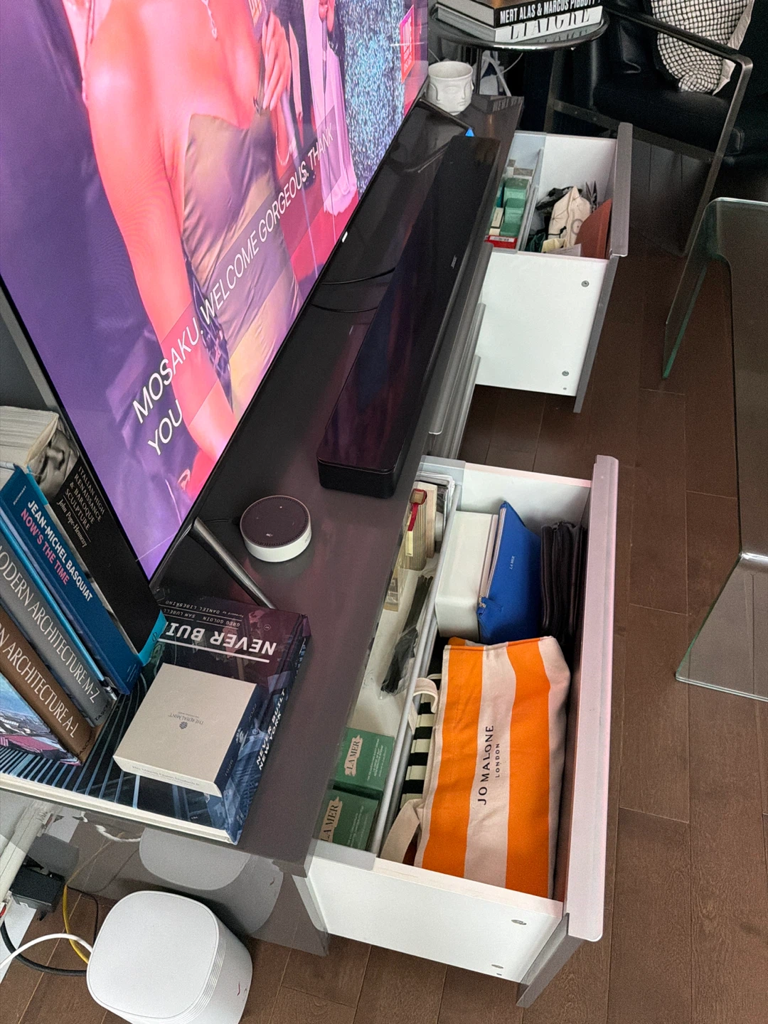 Grey TV Stand with Storage - photo 3