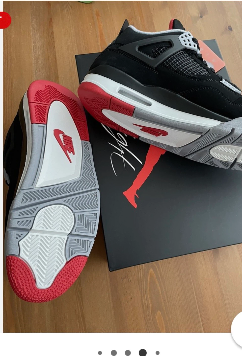 Air Jordan 4 Retro Black Red Sneakers - photo 4