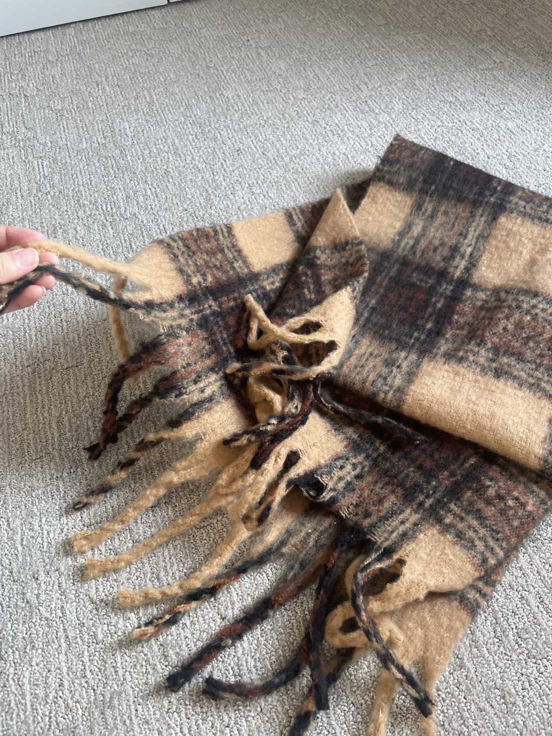 Brown Plaid Fringe Scarf - photo 4