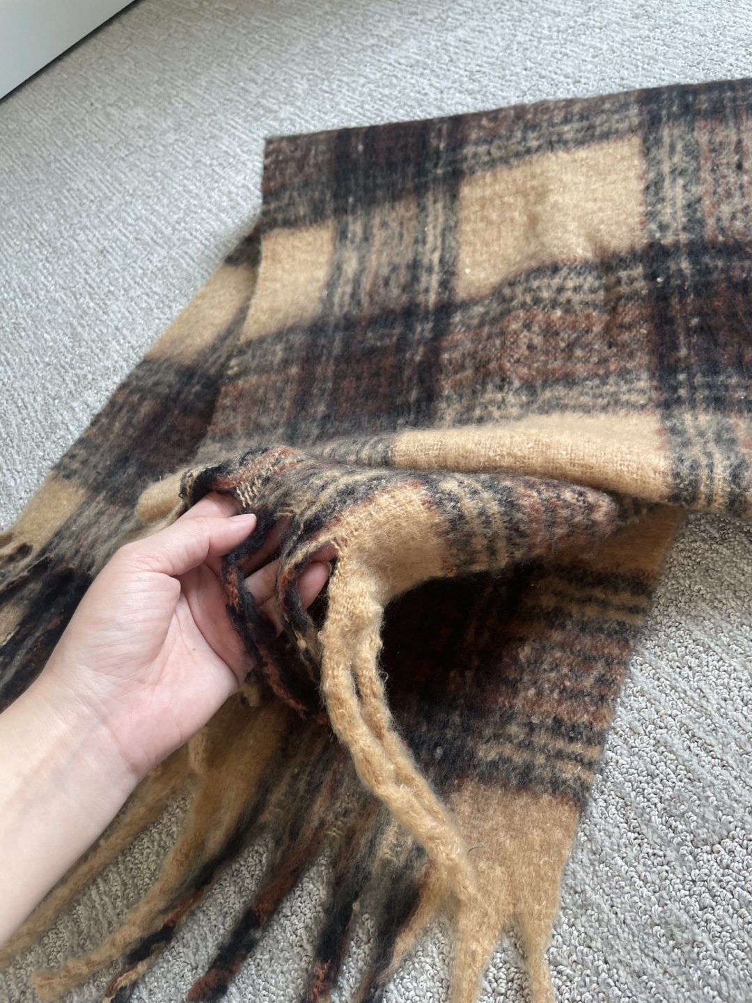 Brown Plaid Fringe Scarf - photo 2