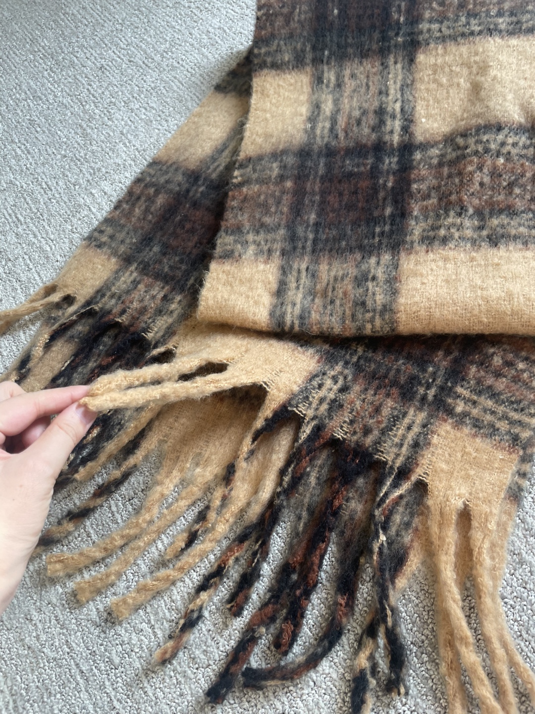 Brown Plaid Fringe Scarf - photo 3