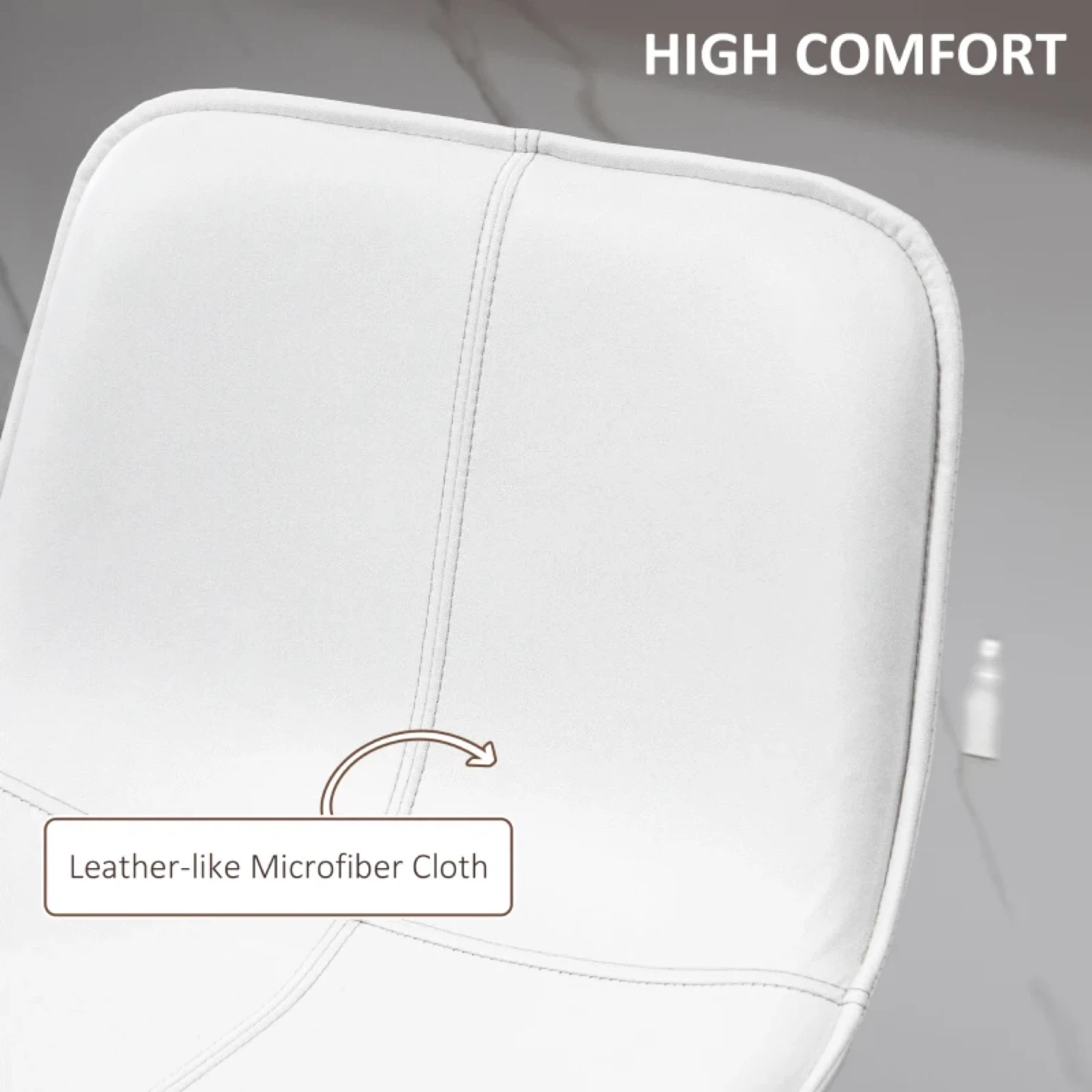 Set of 2 White Bar Chairs with Leather-like Microfiber Cloth - photo 4