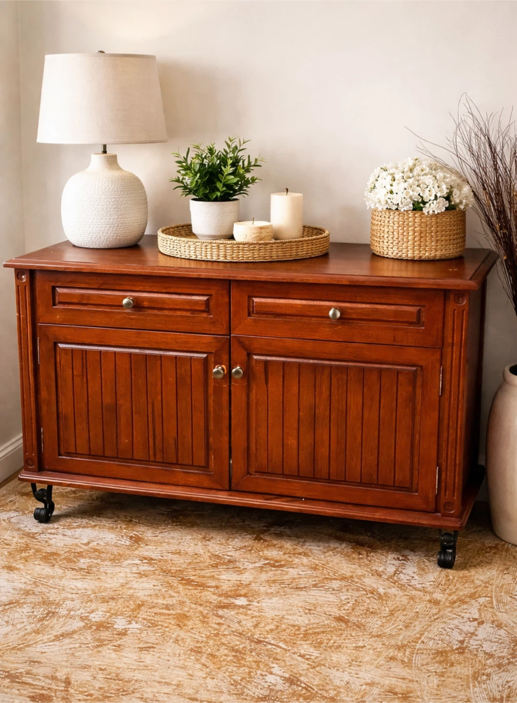 Wooden Cabinet with rod iron legs