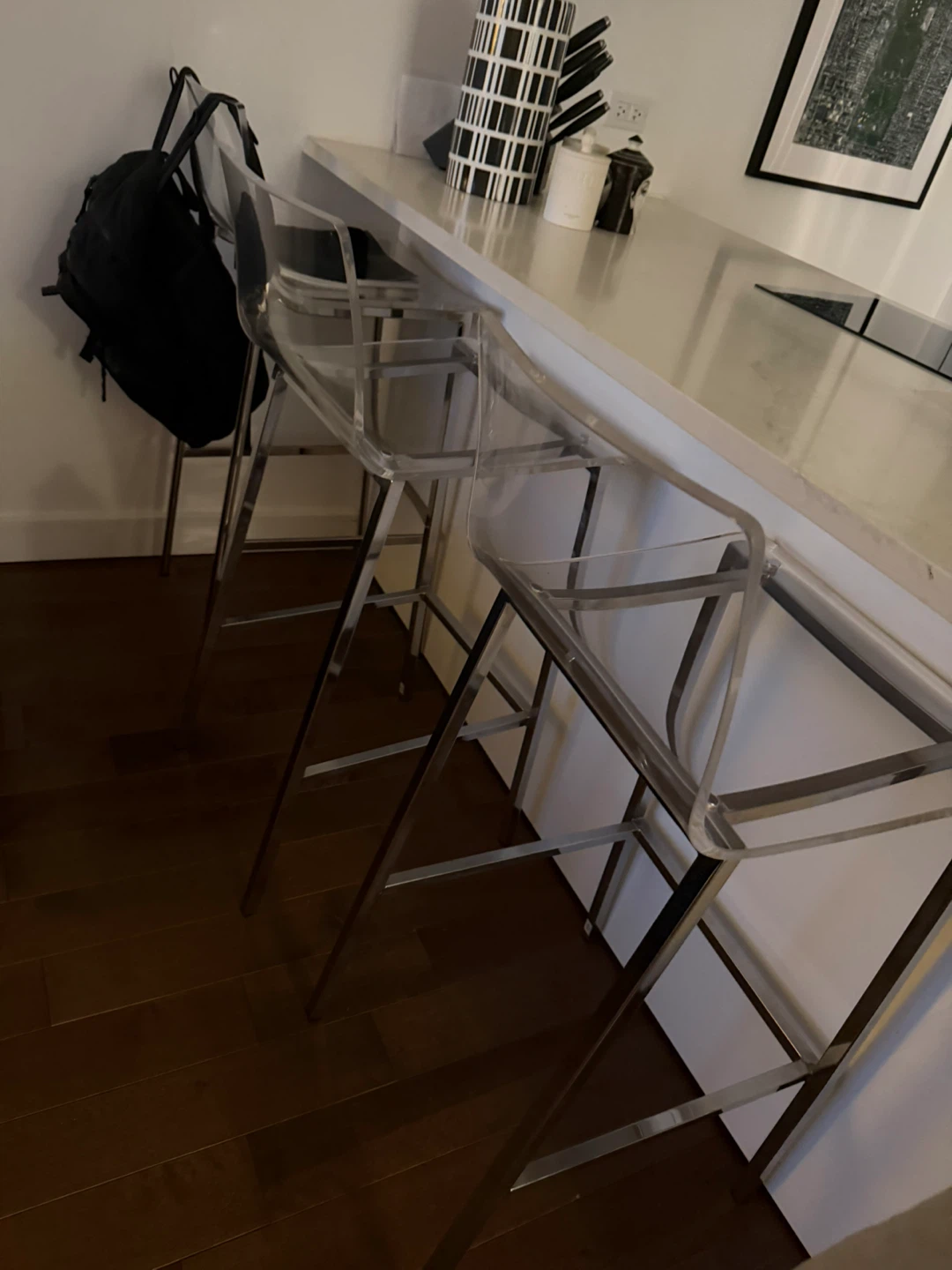 Clear Acrylic Bar Stools with Chrome Legs (Set of 4) - photo 3
