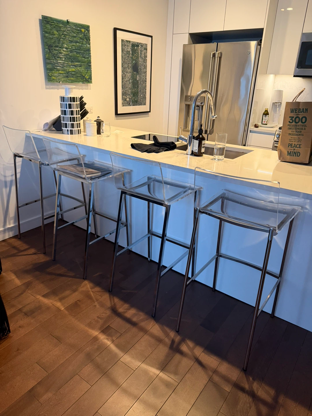 Clear Acrylic Bar Stools with Chrome Legs (Set of 4)